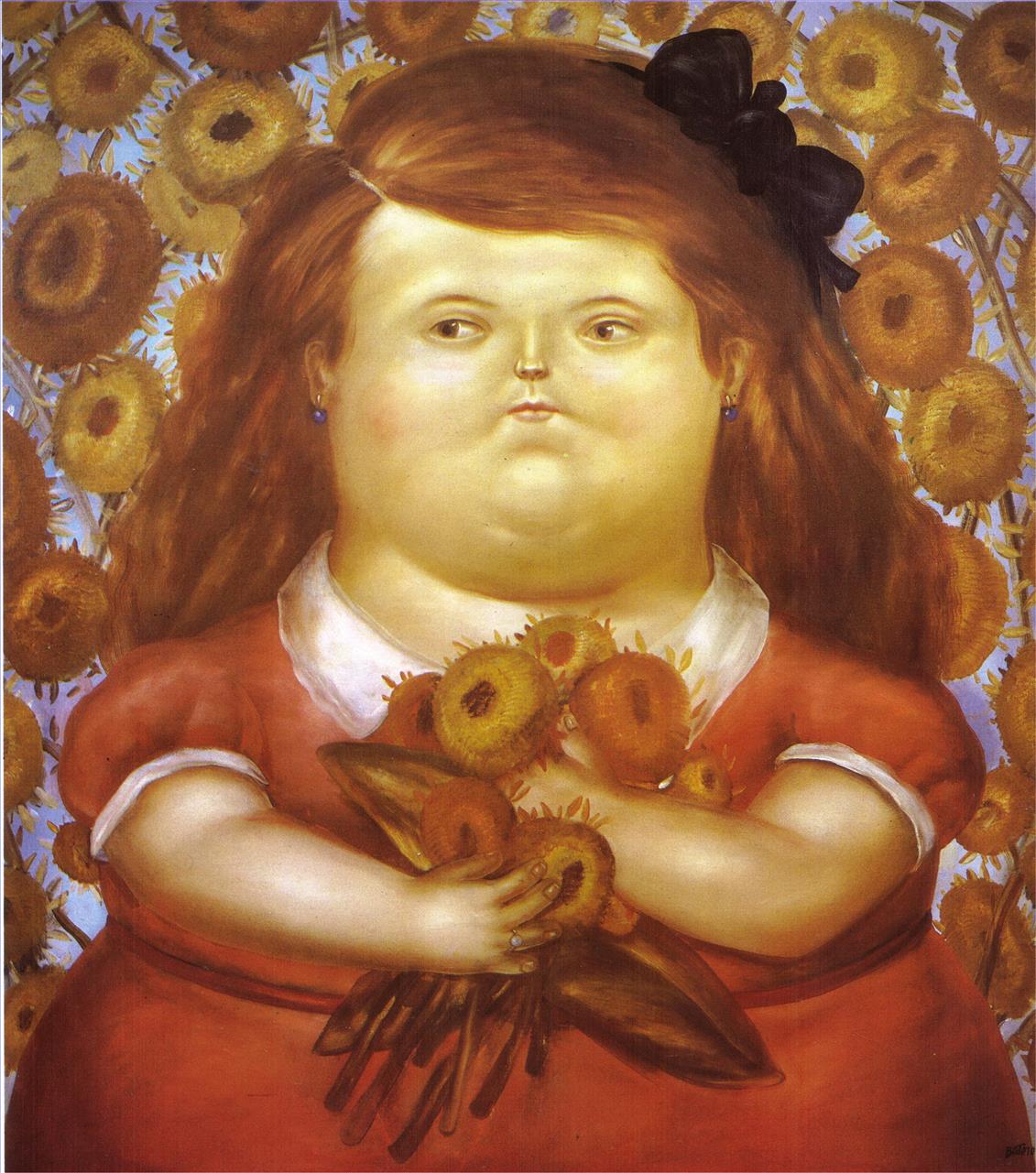 Femme aux fleurs Fernando Botero Peintures à l'huile